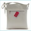 VIA55 dupla rekeszes női keresztpántos táska, rostbőr, fehér-rózsaszín noiborpenztarca-hu c