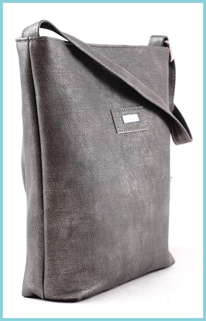 VIA55 egyszínű női keresztpántos táska, rostbőr, szürke noiborpenztarca-hu b
