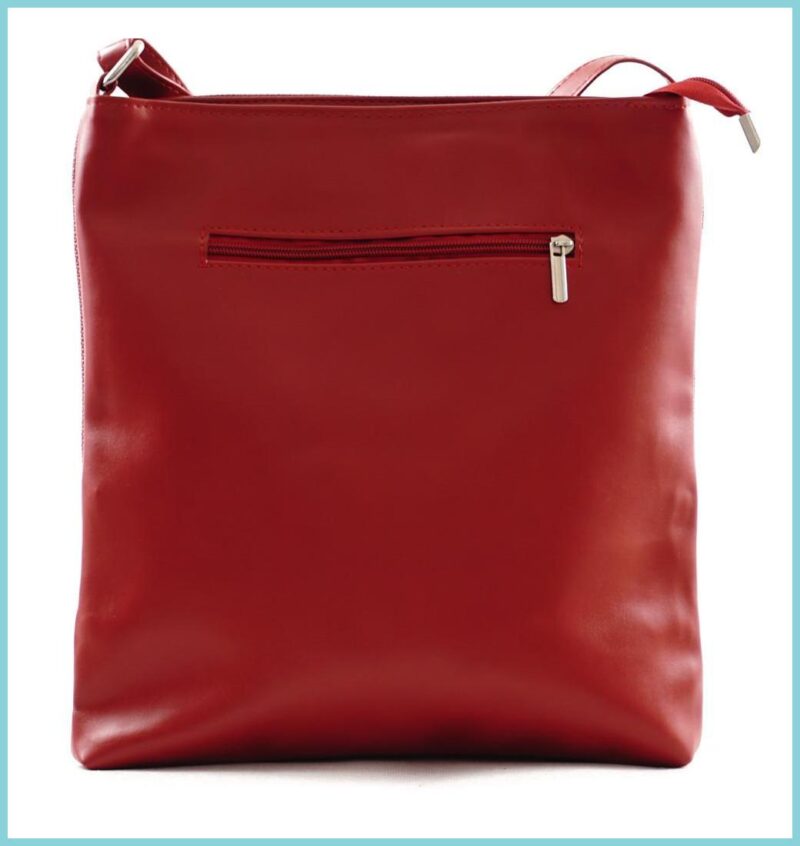 VIA55 elegáns női keresztpántos táska alul 2 sávval, rostbőr, piros noiborpenztarca-hu c