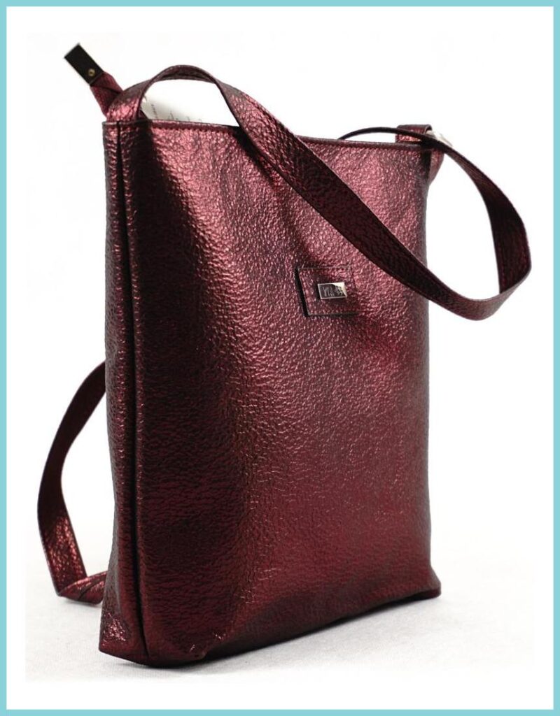 VIA55 női egyszerű női keresztpántos táska, rostbőr, vörös noiborpenztarca-hu b