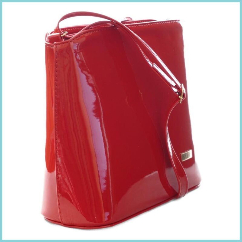 VIA55 elegáns női kis keresztpántos táska merev fazonban, rostbőr, piros noiborpenztarca-hu b