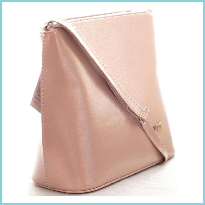 VIA55 elegáns női kis keresztpántos táska merev fazonban, rostbőr, rózsaszín noiborpenztarca-hu b