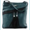 VIA55 női keresztpántos táska ferde zsebbel, rostbőr, zöld noiborpenztarca.hu a