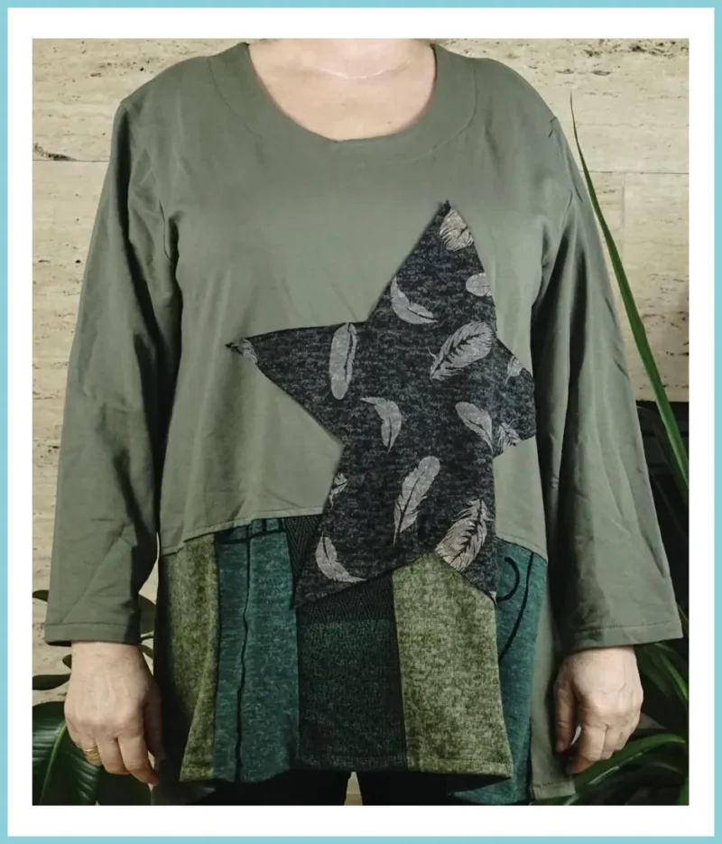Nagyméretű női tunika/felső, 100% pamut, zöld noiborpenztarca-hu 1
